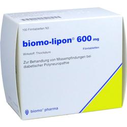Eine Packung biomo-lipon 600 mg Tabletten für Nervenbeschwerden.