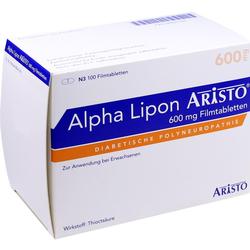 Weiße Medikamentenverpackung mit der Aufschrift "Alpha Lipon Aristo 600 mg".